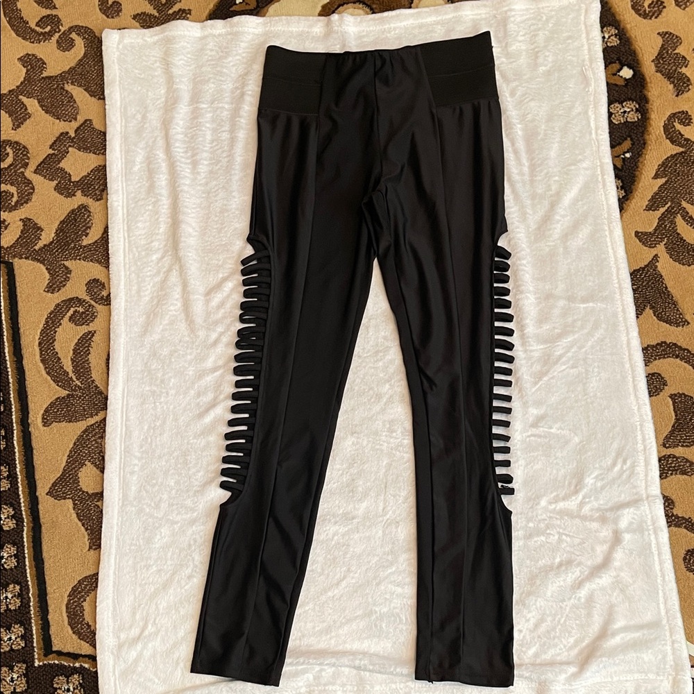 Black Leggings with Side Cutouts